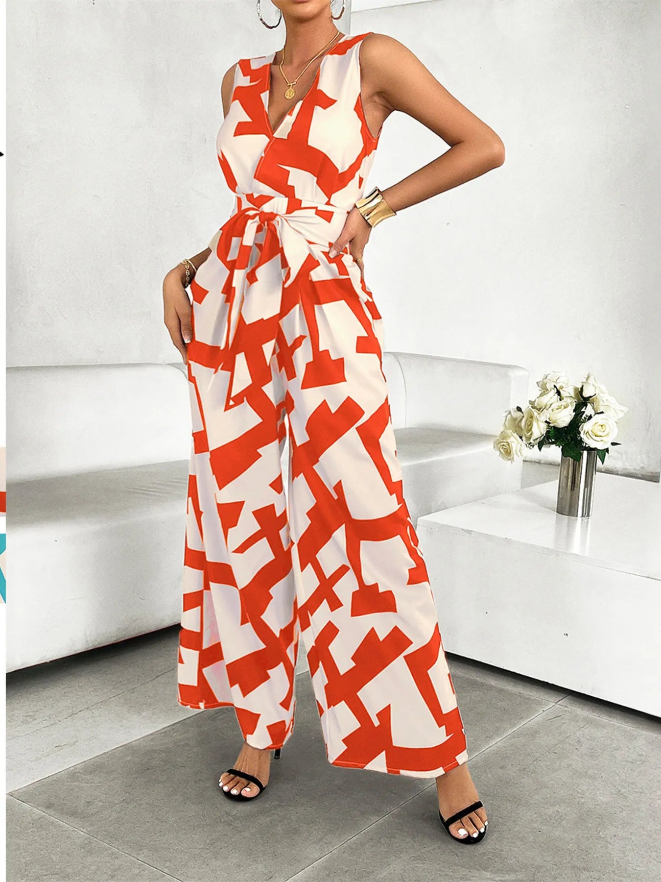 Comfortable Loose Fit Printed Jumpsuit - EasyApparels
