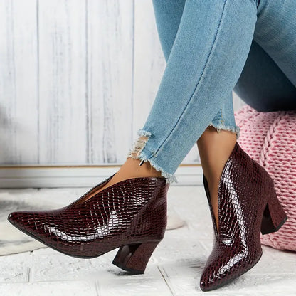 Women's Distressed Ankle Boots with Low Heel