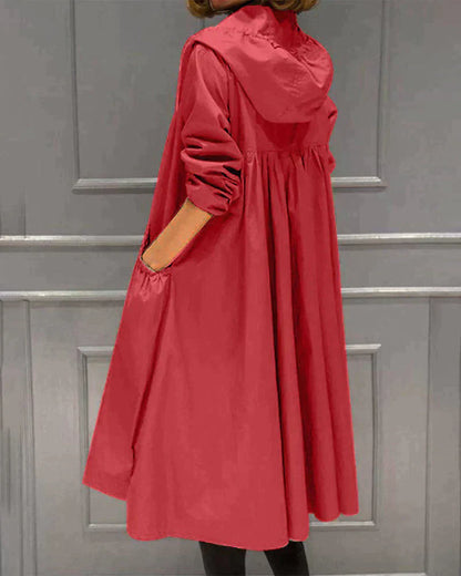 Waterproof Women's Long Rain Jacket with Zip
