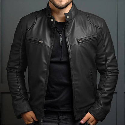 Classic Biker Leather Jacket for Men