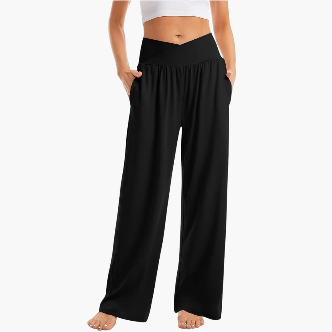 Women's Comfortable Wide Leg Pants with Pockets - Vossary