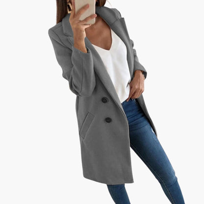 Ladies Classic Double Breasted Long Coat