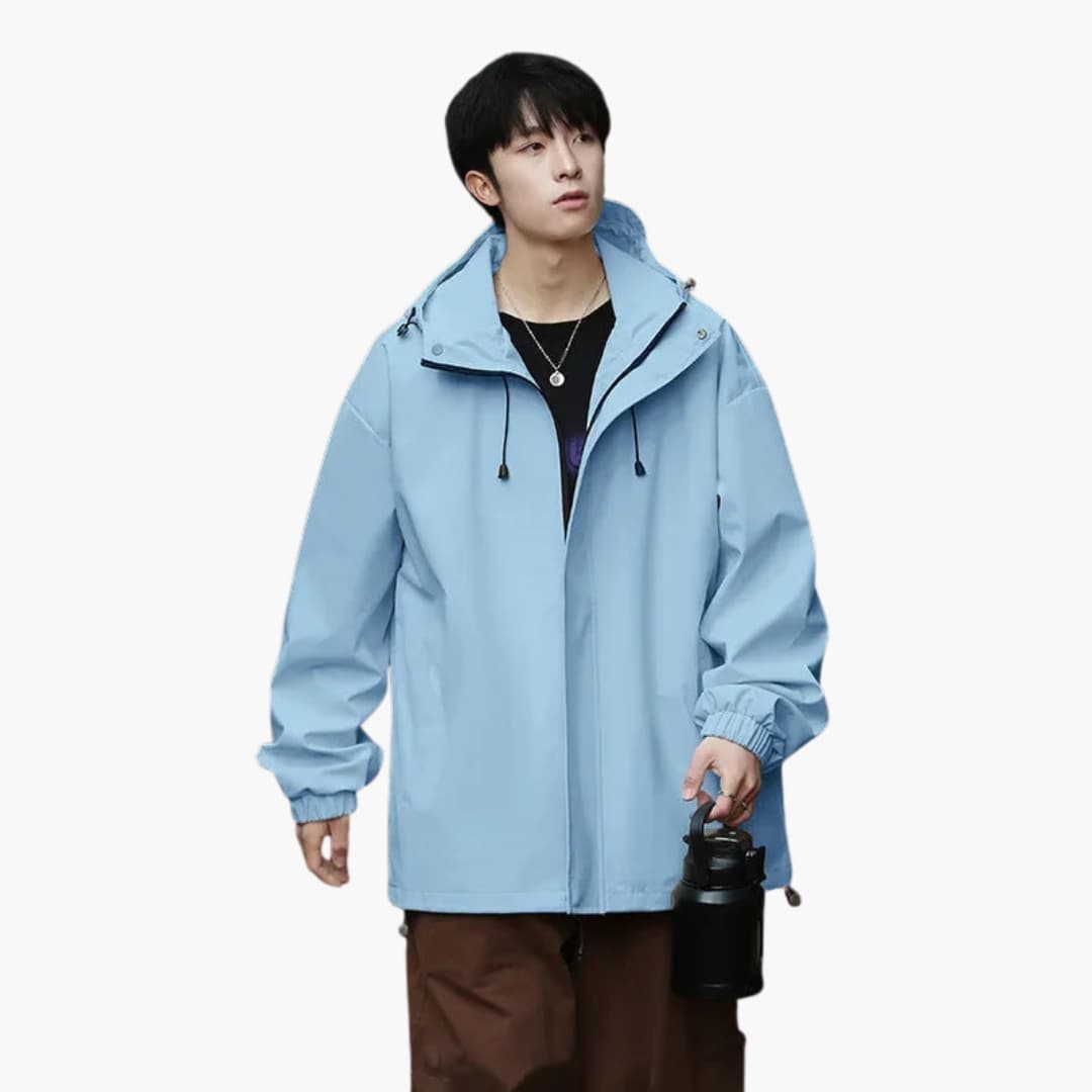 Waterproof Hoodie Jacket for Men with Zip Closure