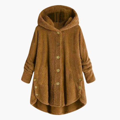 Ladies Warm Hooded Coat with Button Front