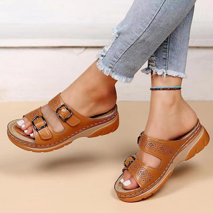 Comfortable Leather Orthotic Sandals - EasyApparels