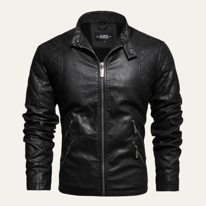 Classic Men's Fitted Leather Biker Jacket