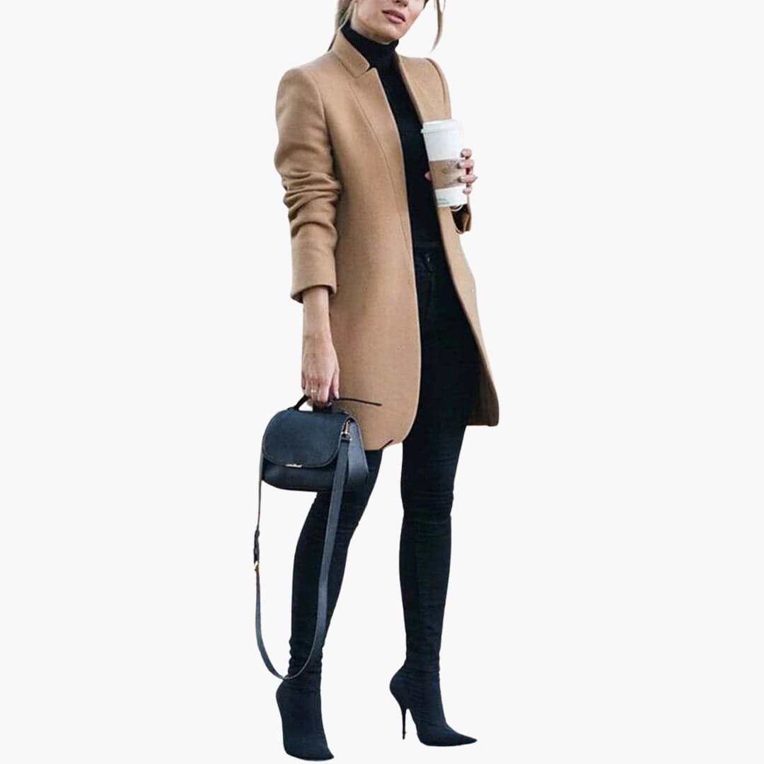 Ladies Classic Long Coat with Pockets