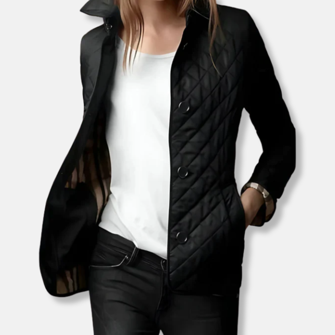 Warm Padded Women's Coat with Button Front