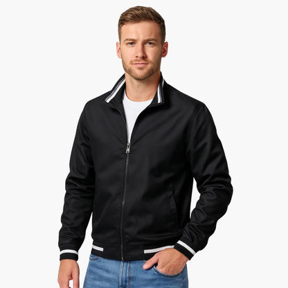 Men's Zip Up Flight Jacket with Stripe Detail