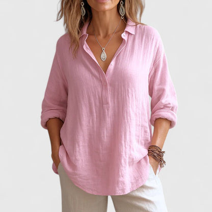Relaxed Fit Cotton Blouse - Vossary
