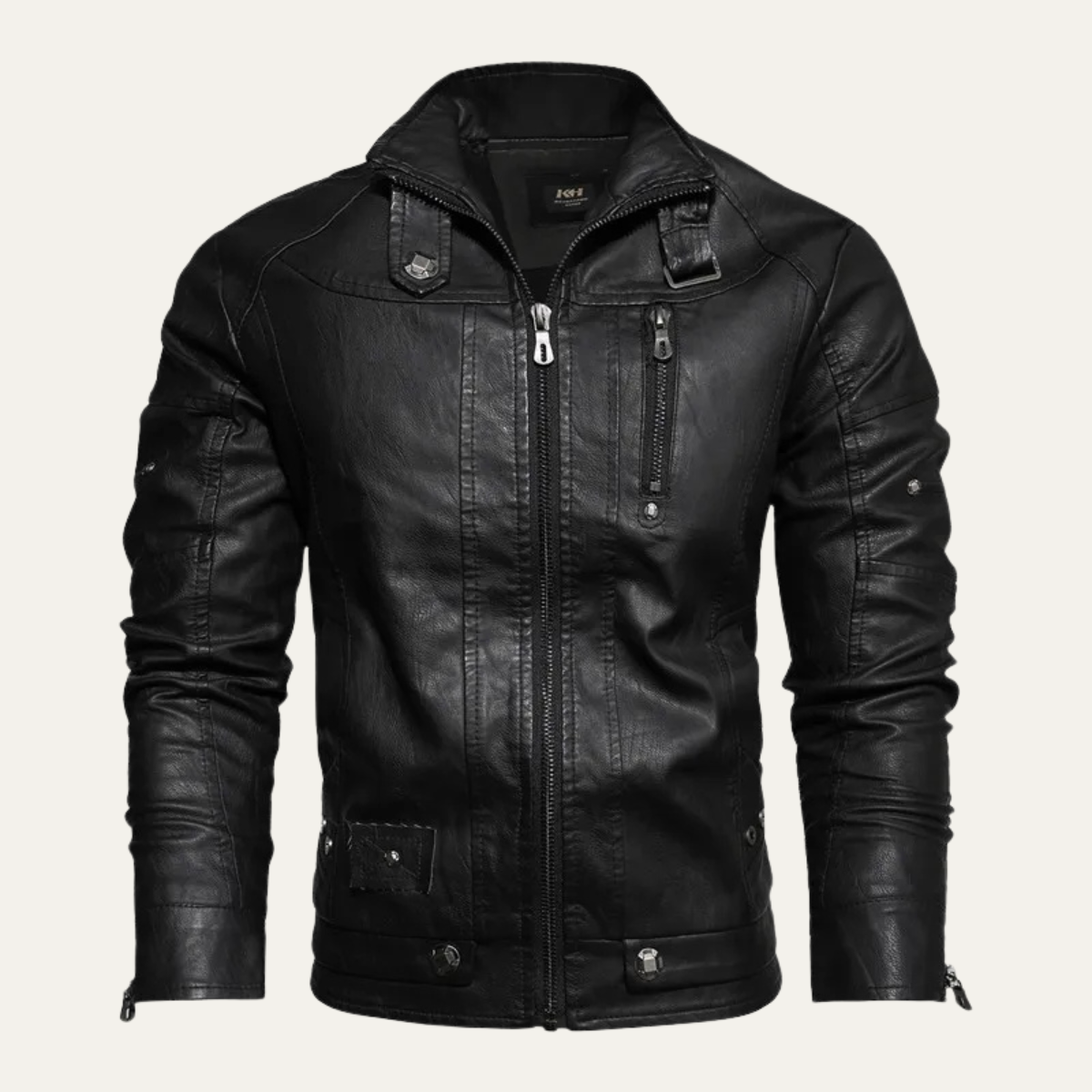 Classic Men's Rugged Leather Biker Jacket