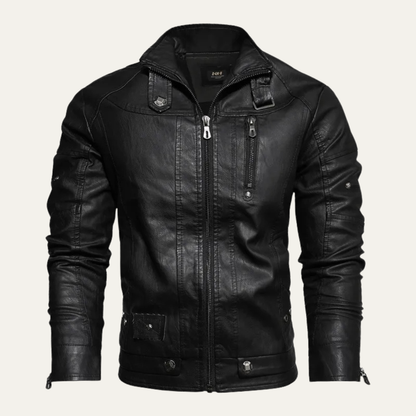 Classic Men's Rugged Leather Biker Jacket