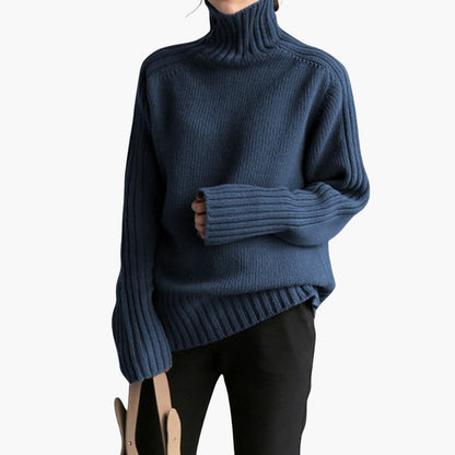 Cozy Women's Ribbed Turtleneck Sweater - Vossary