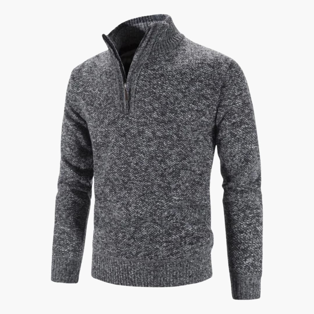 Warm Mens Textured Half Zip Sweater
