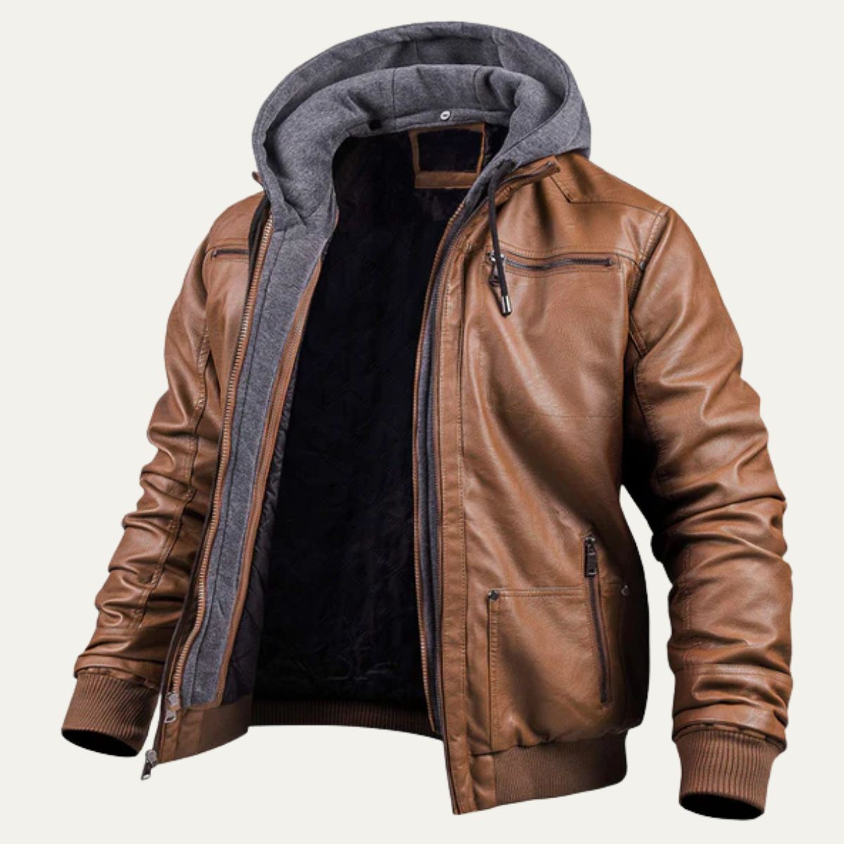 Stylish Brown Leather Mens Biker Jacket