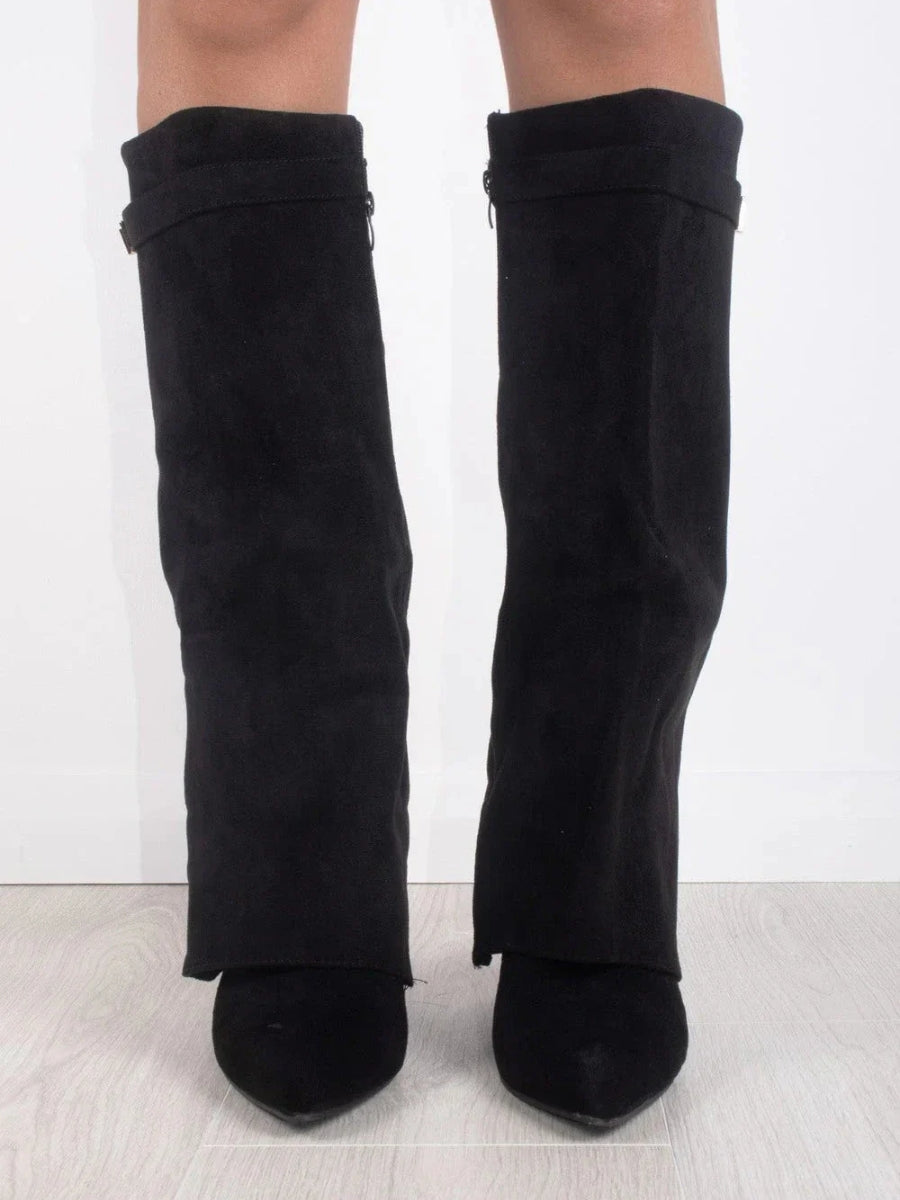 Tall Brown Suede High Heel Boots