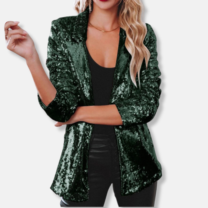 Glittering Sequin Collar Casual Blazer