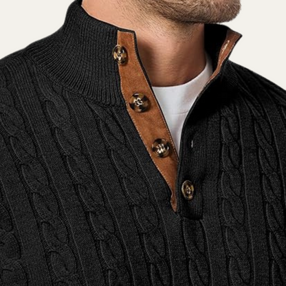 Classic Men's Crew Neck Cable Sweater