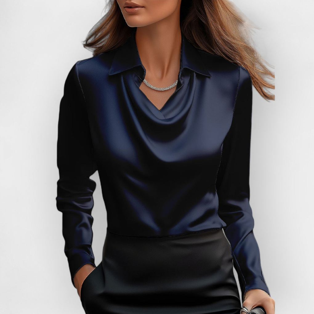 Luxurious Silk Blouse with Ruffled Neckline