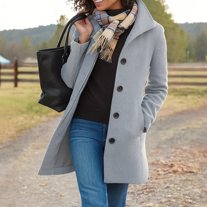 Ladies Classic Long Button Coat