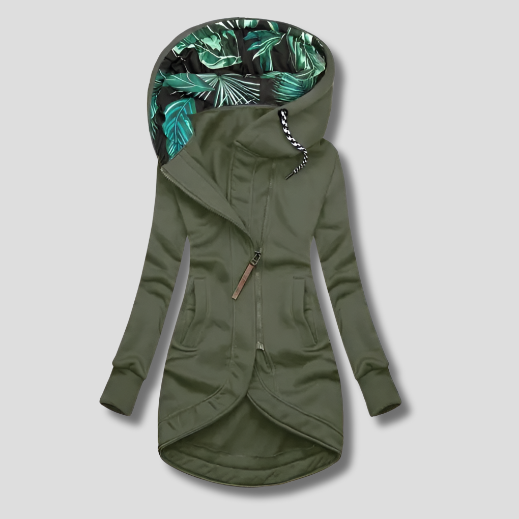 Fashionable Women's Hooded Zip Jacket