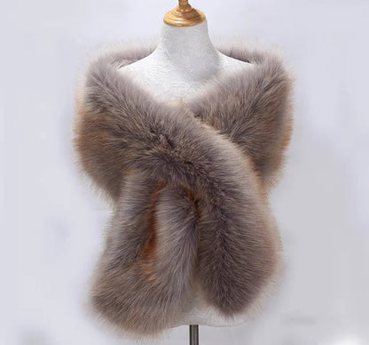 Soft Faux Fur Shawl with Full Shoulder Wrap