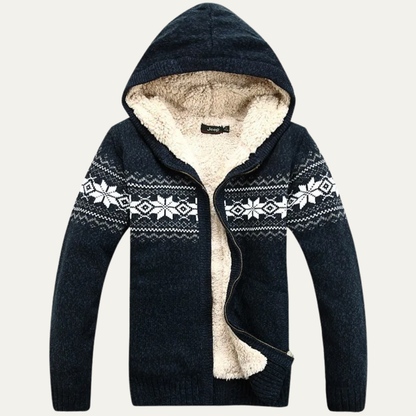 Warm Men's Hooded Cable Knit Winter Jacket