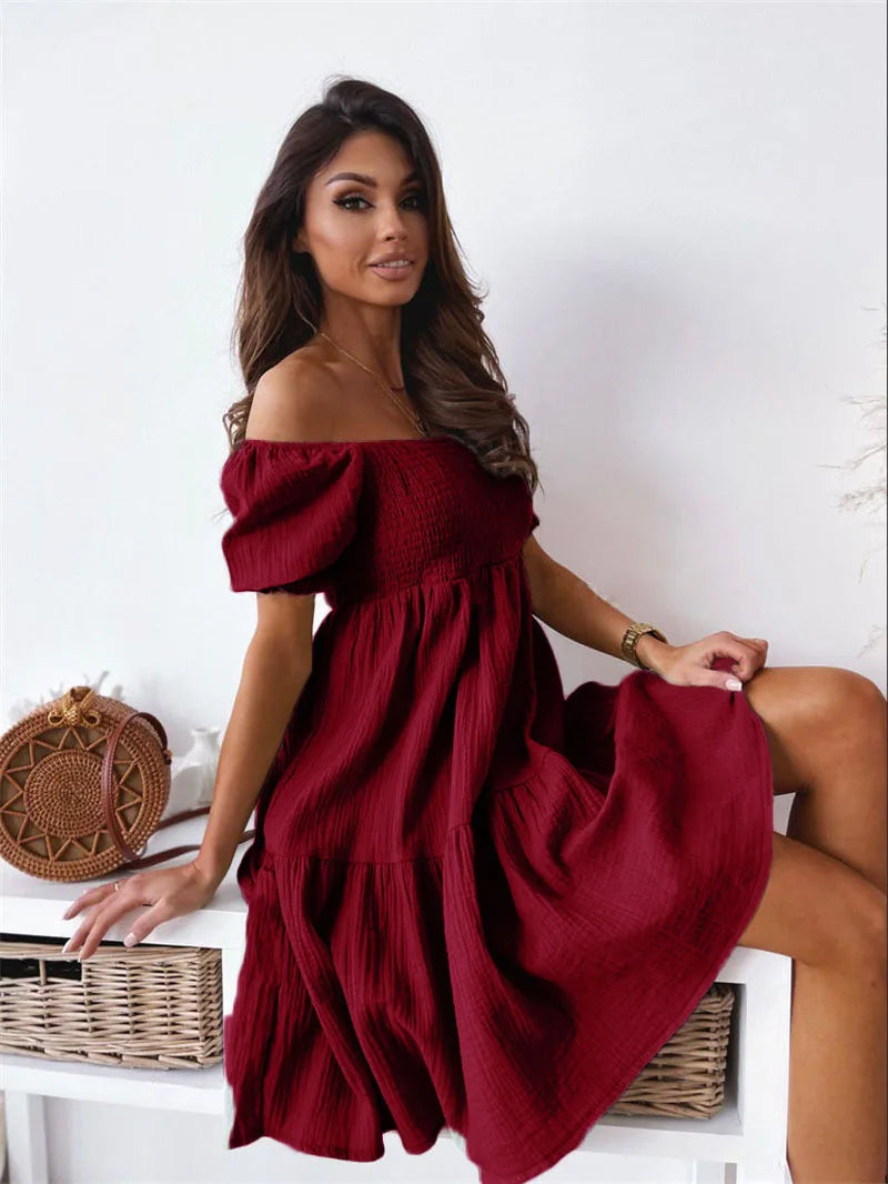Chic Off Shoulder Summer Mini Dress