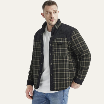 Classic Plaid Mens Multi Pocket Flannel Jacket
