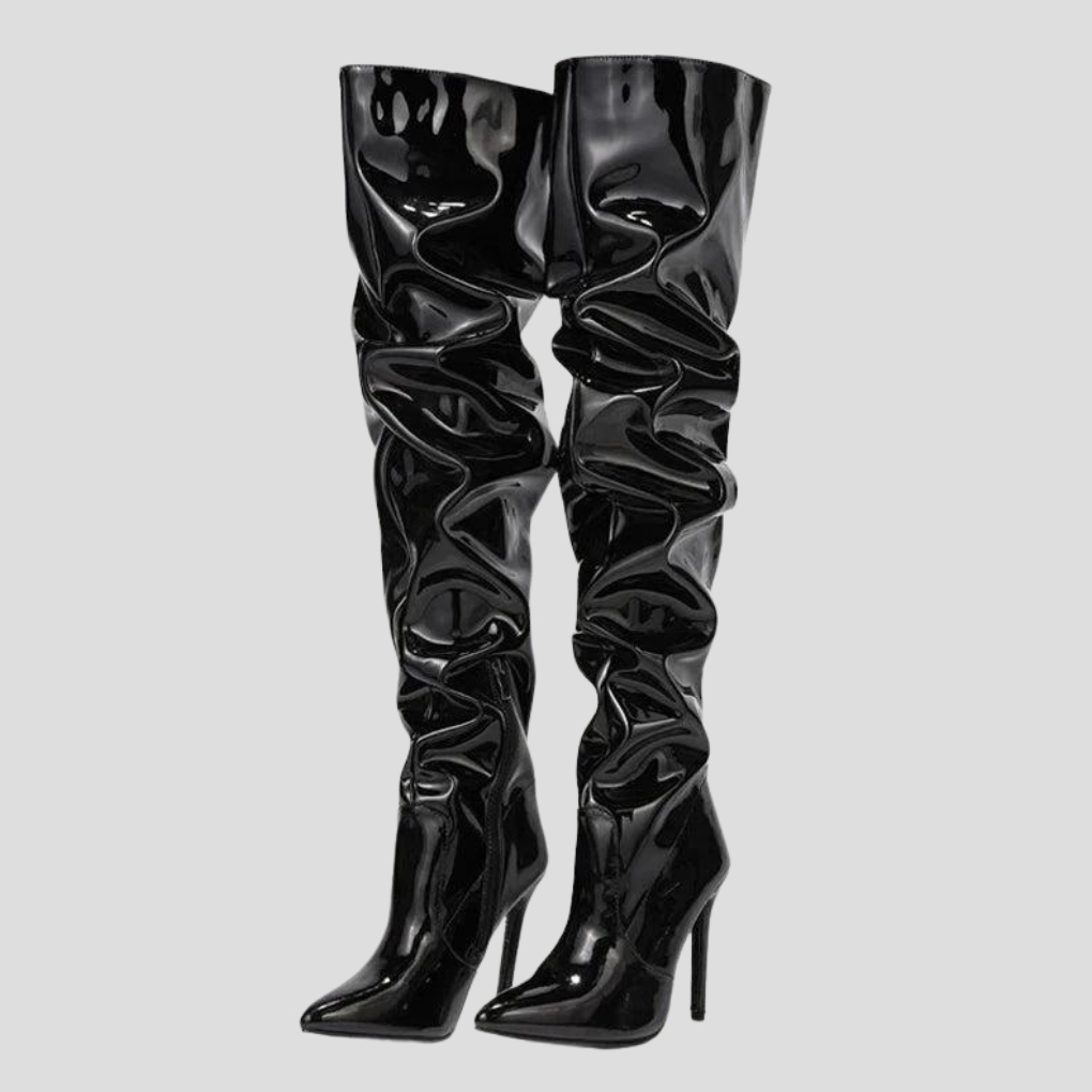Ladies High 8cm Block Heel Boots