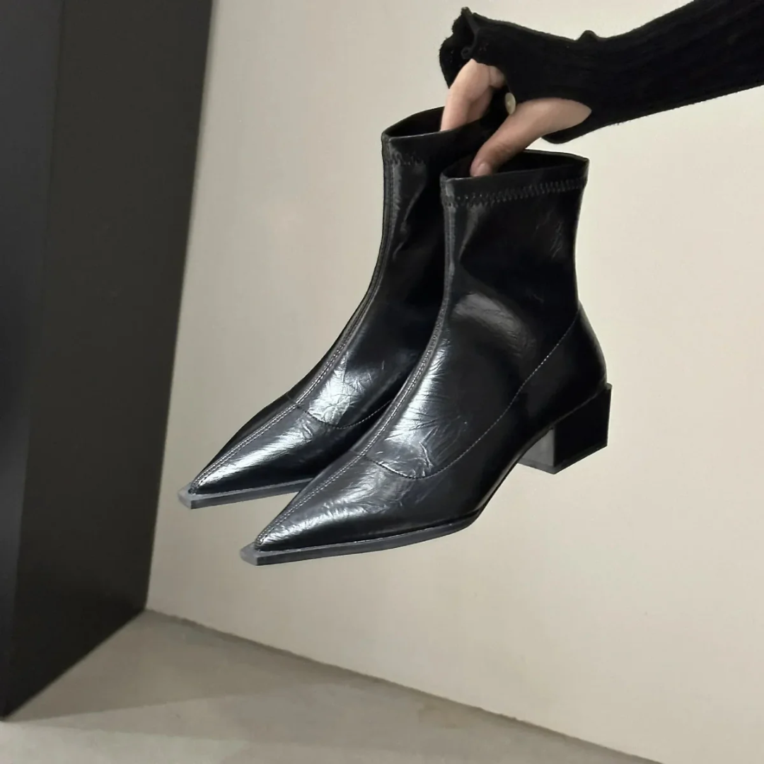 Women's Pointed Low Heel Ankle Boots