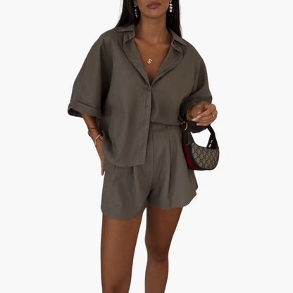 Summer Two Piece Outfit - Women's Top and Shorts
