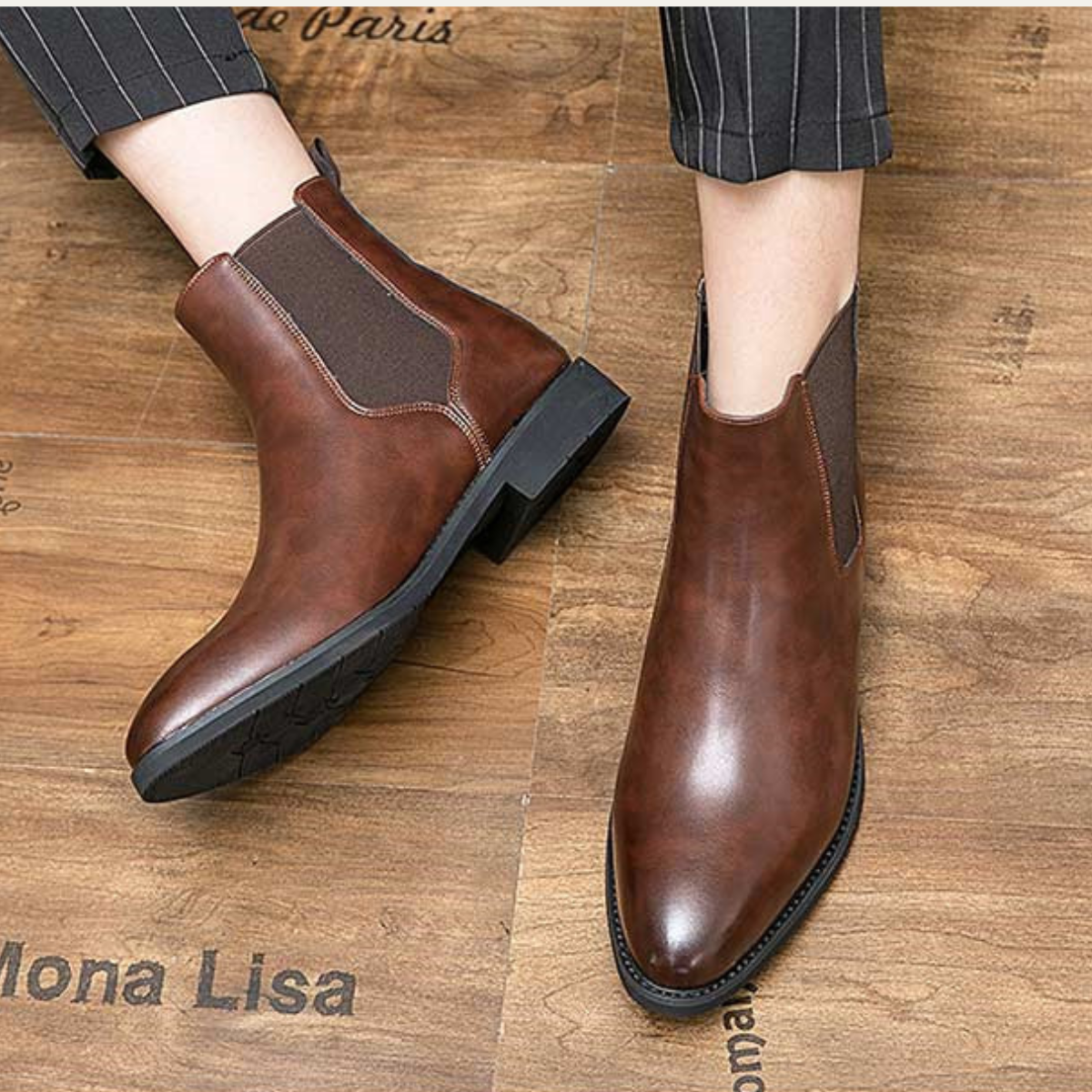 Classic Brown Leather Ankle Boots for Men