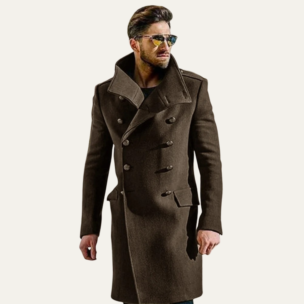 Classic Double Breasted Mens Wool Overcoat