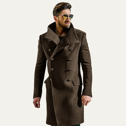 Classic Double Breasted Mens Wool Overcoat