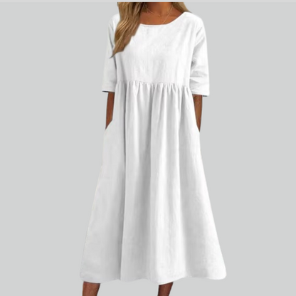 Comfortable Summer Cotton Dress with Pockets