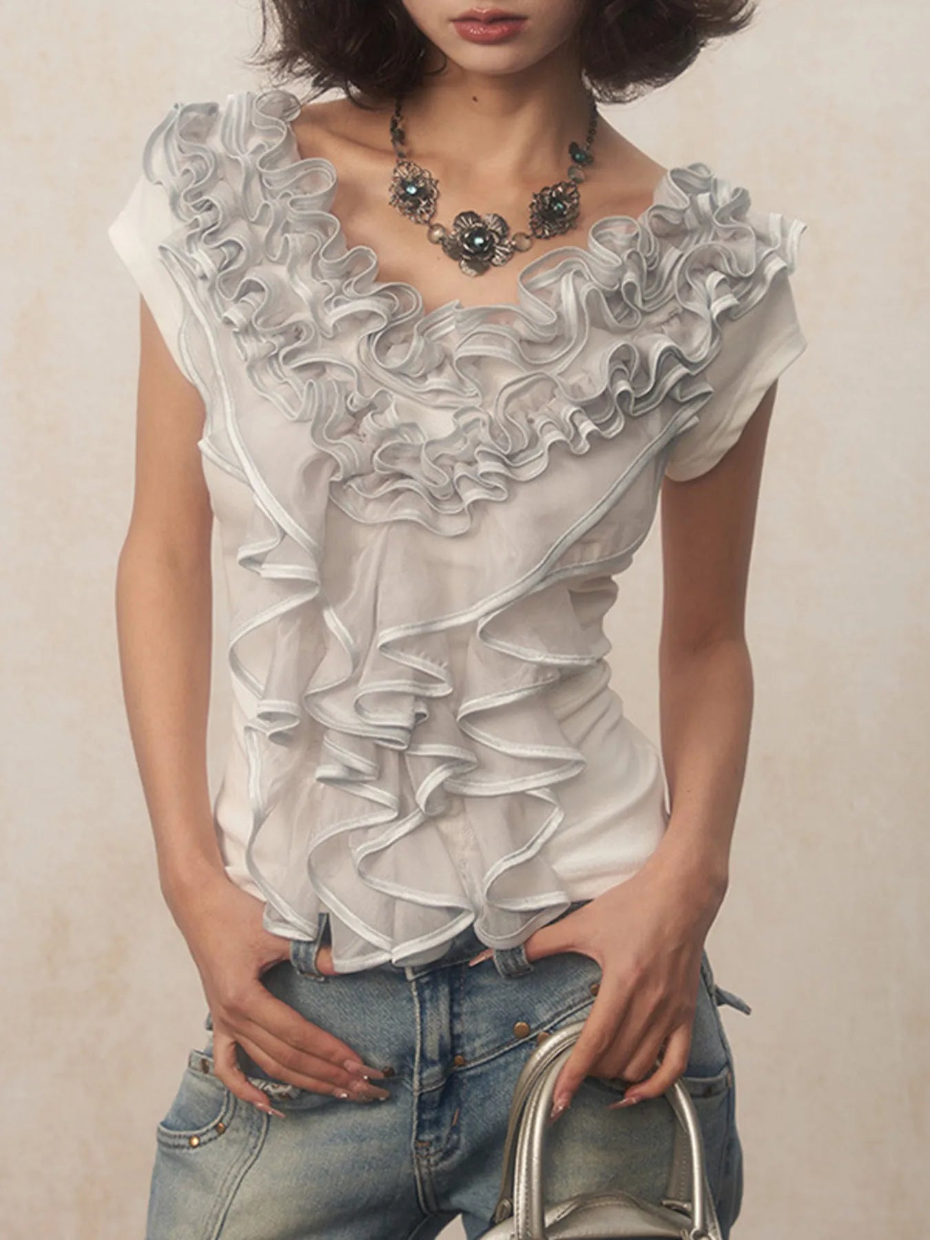 Floral Short Sleeve Blouse - EasyApparels