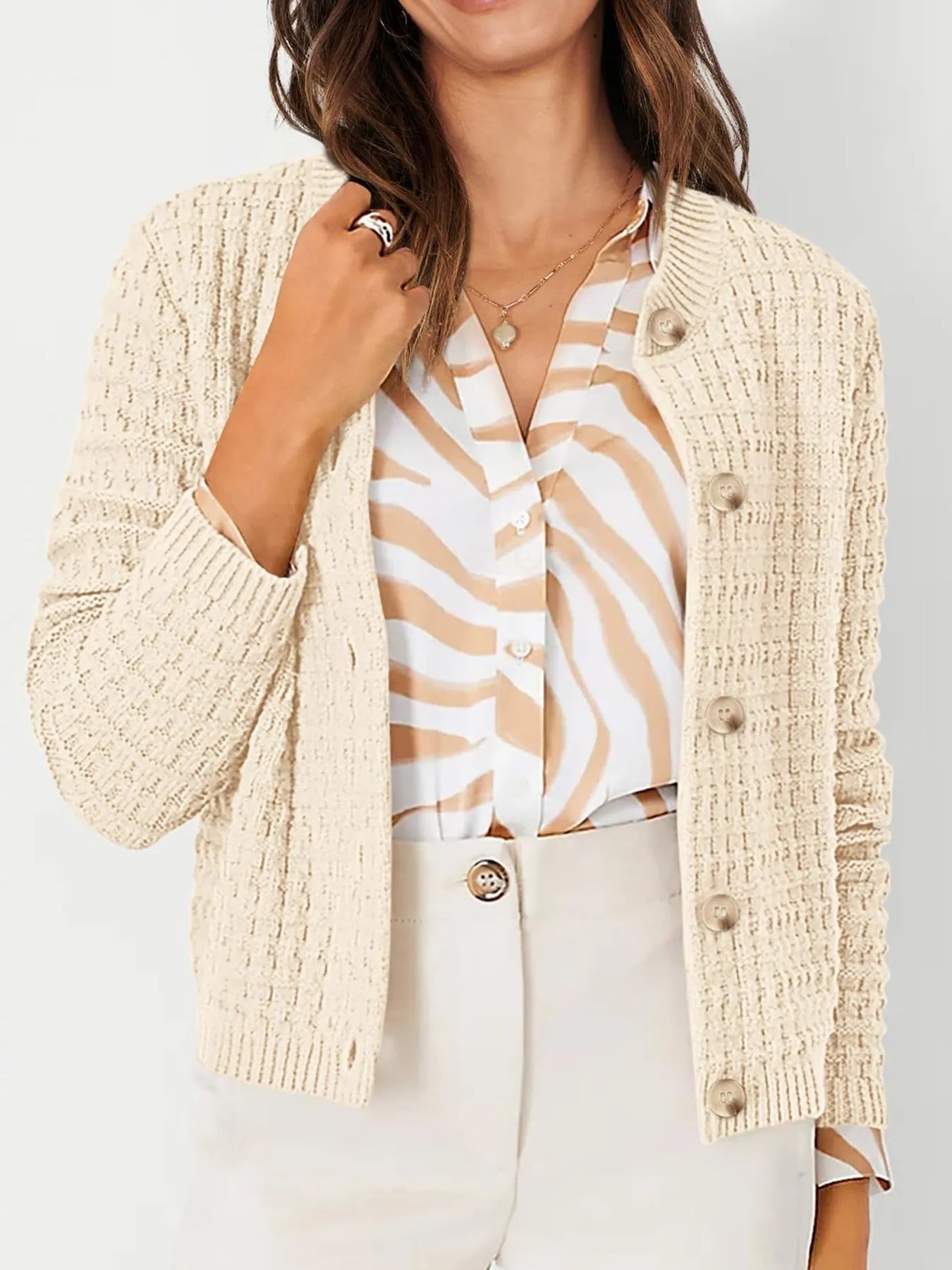 Soft Cable Knit Open Cardigan