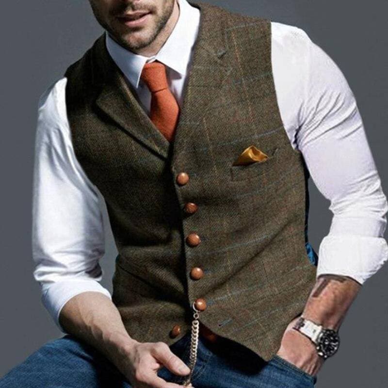 Slim Fit Men's Vest with Button Front