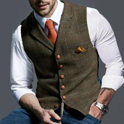 Slim Fit Men's Vest with Button Front
