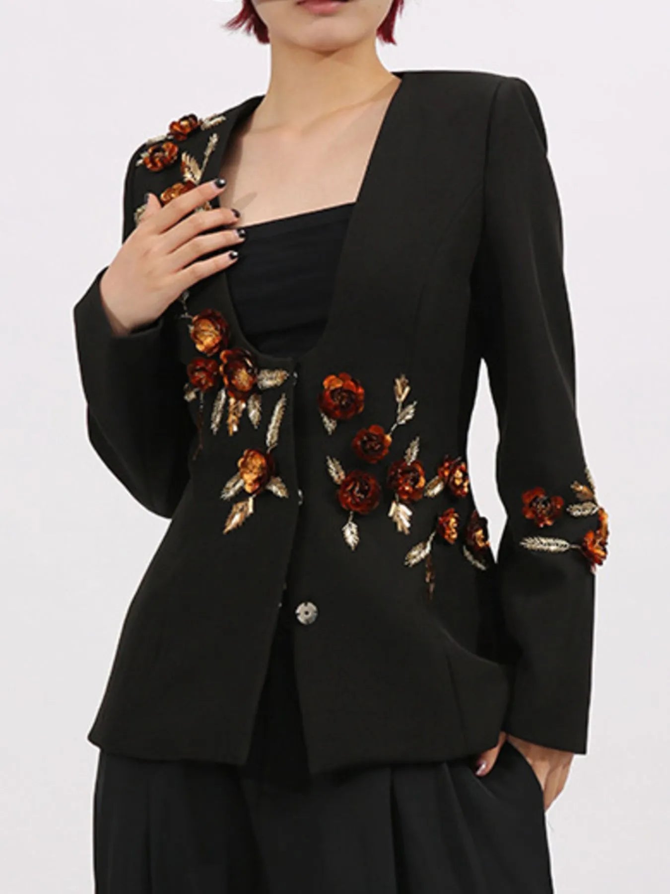 Stylish Sewn Detail Long Jacket - EasyApparels