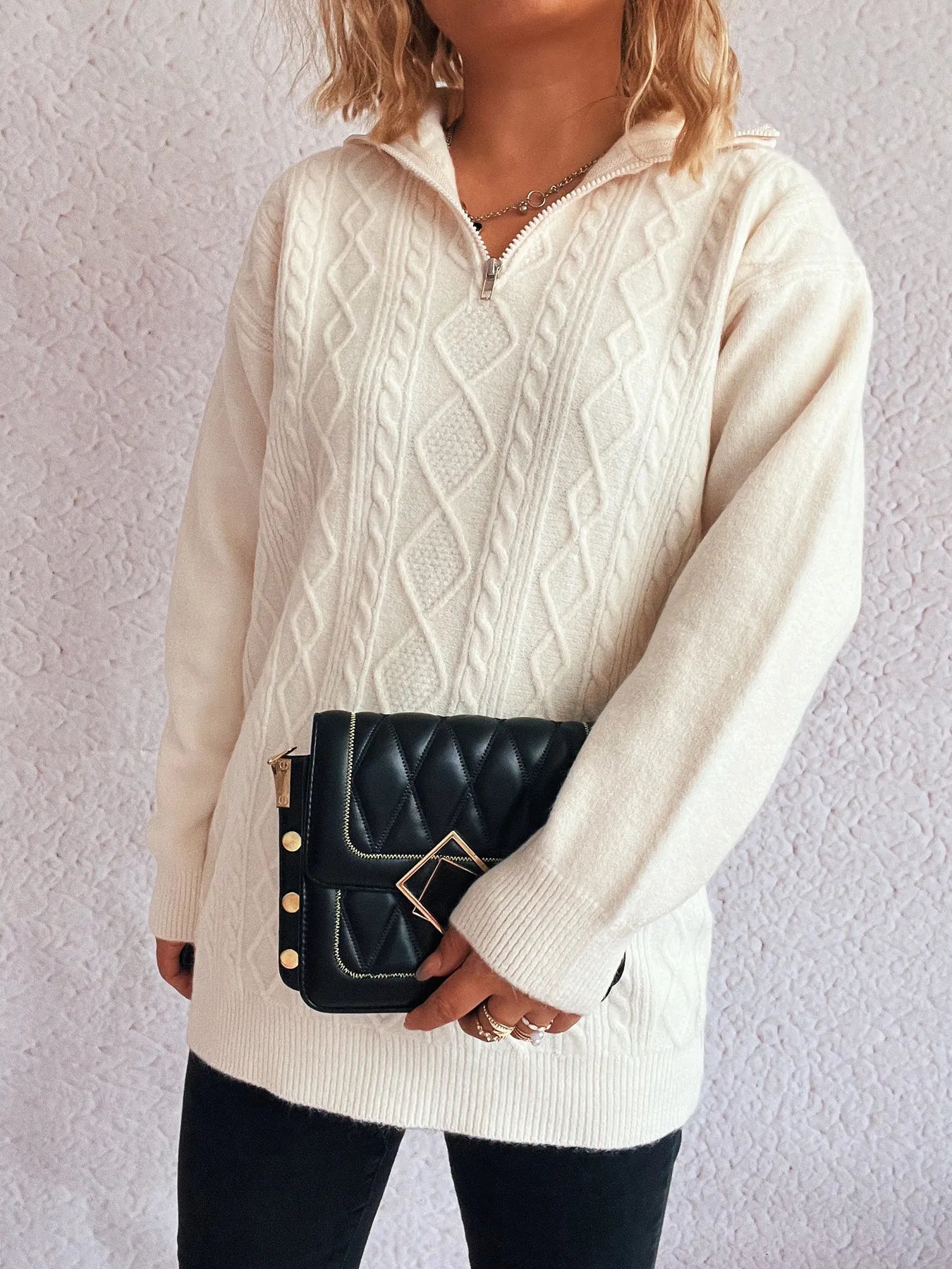 Soft Cable Knit Long Sleeve Sweater
