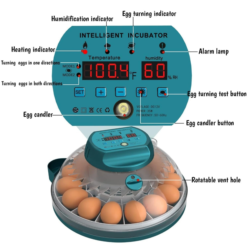 Digital Egg Incubator with Auto Humidity Setter