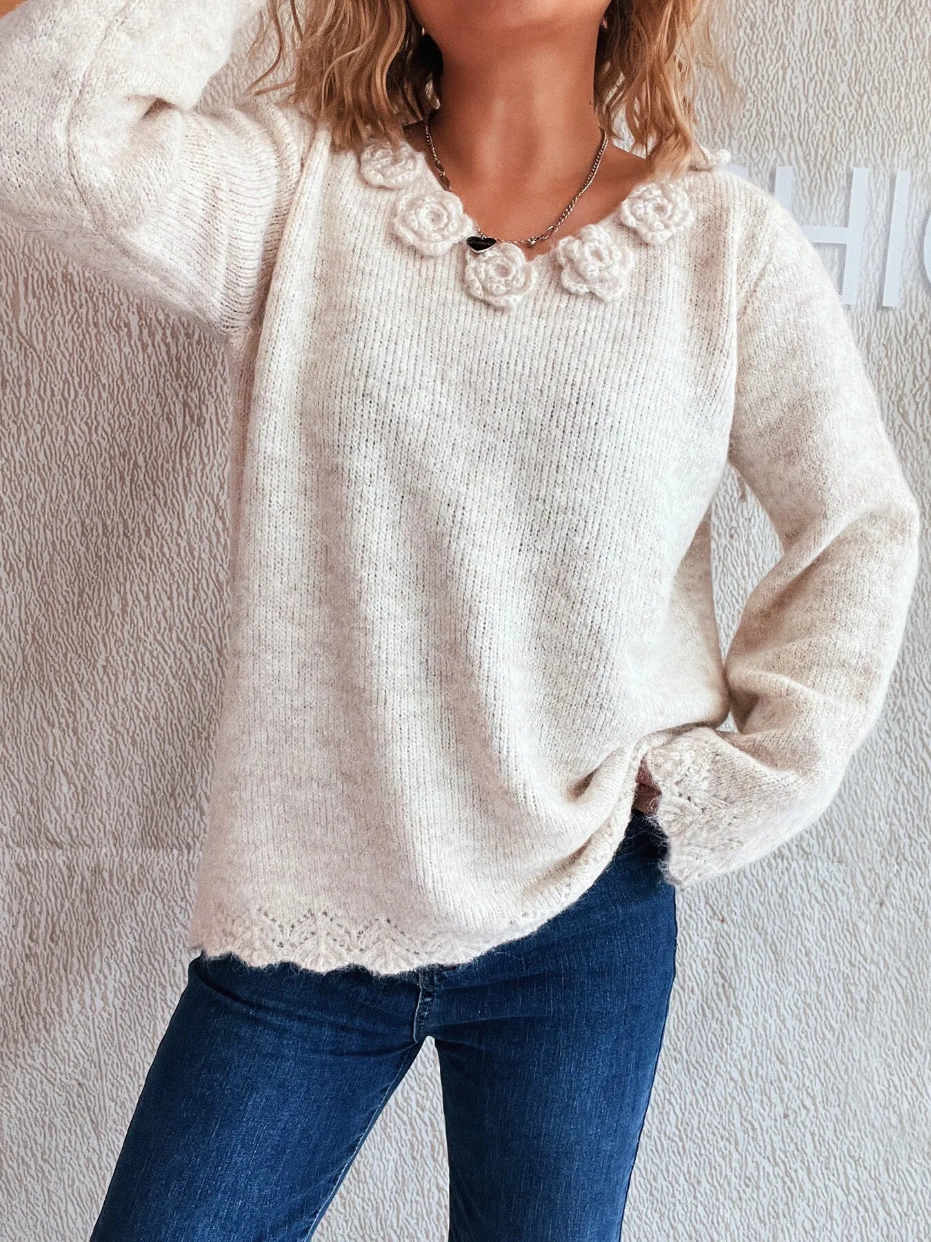 Beautiful Floral Crew Neck Sweater - EasyApparels