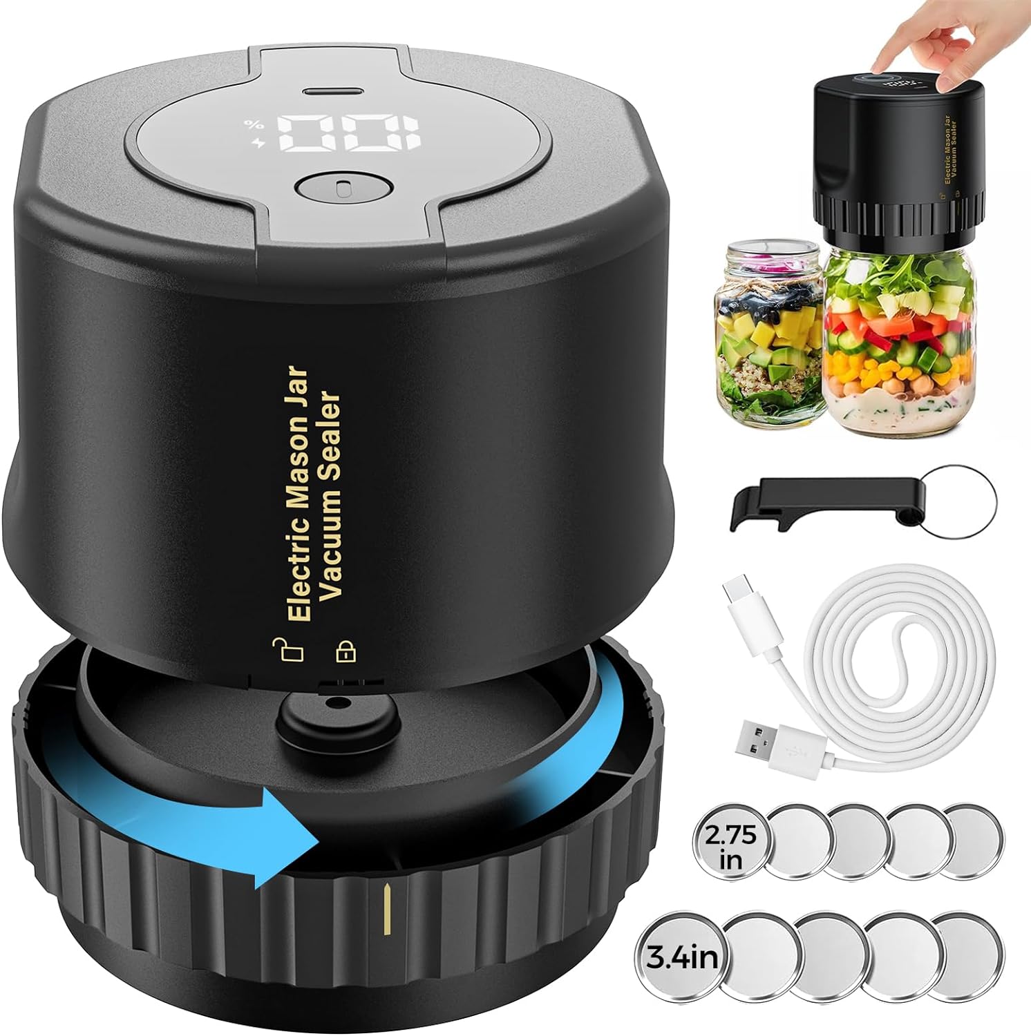 Portable Mason Jar Sealer Kit with USB Charger - Luxicro
