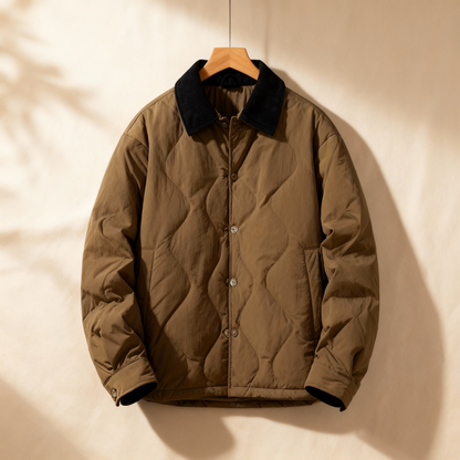 Rugged Textured Quilted Coat - EasyApparels