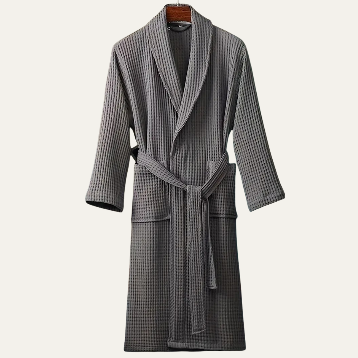 Soft Men's Waffle Weave Bathrobe with Tie Belt