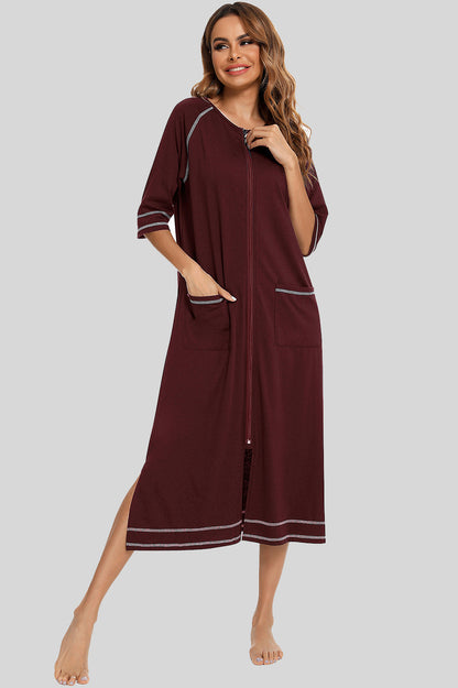 Comfy Pocket Nightgown with Round Neckline