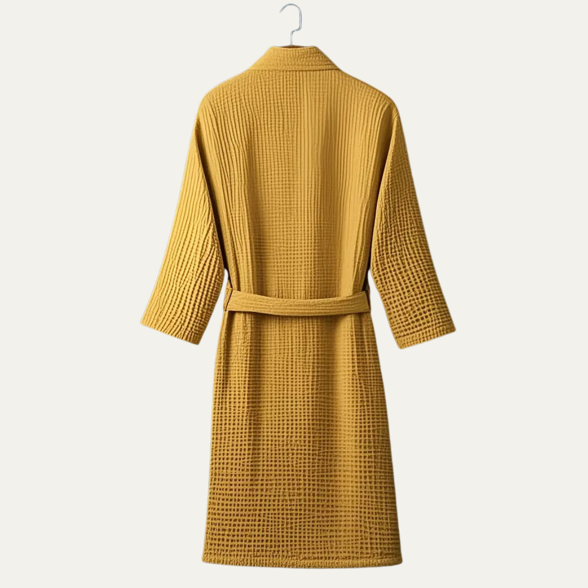 Soft Men's Waffle Weave Bathrobe with Tie Belt