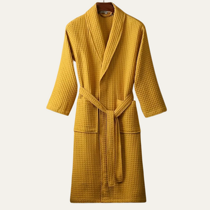 Soft Men's Waffle Weave Bathrobe with Tie Belt - Vossary